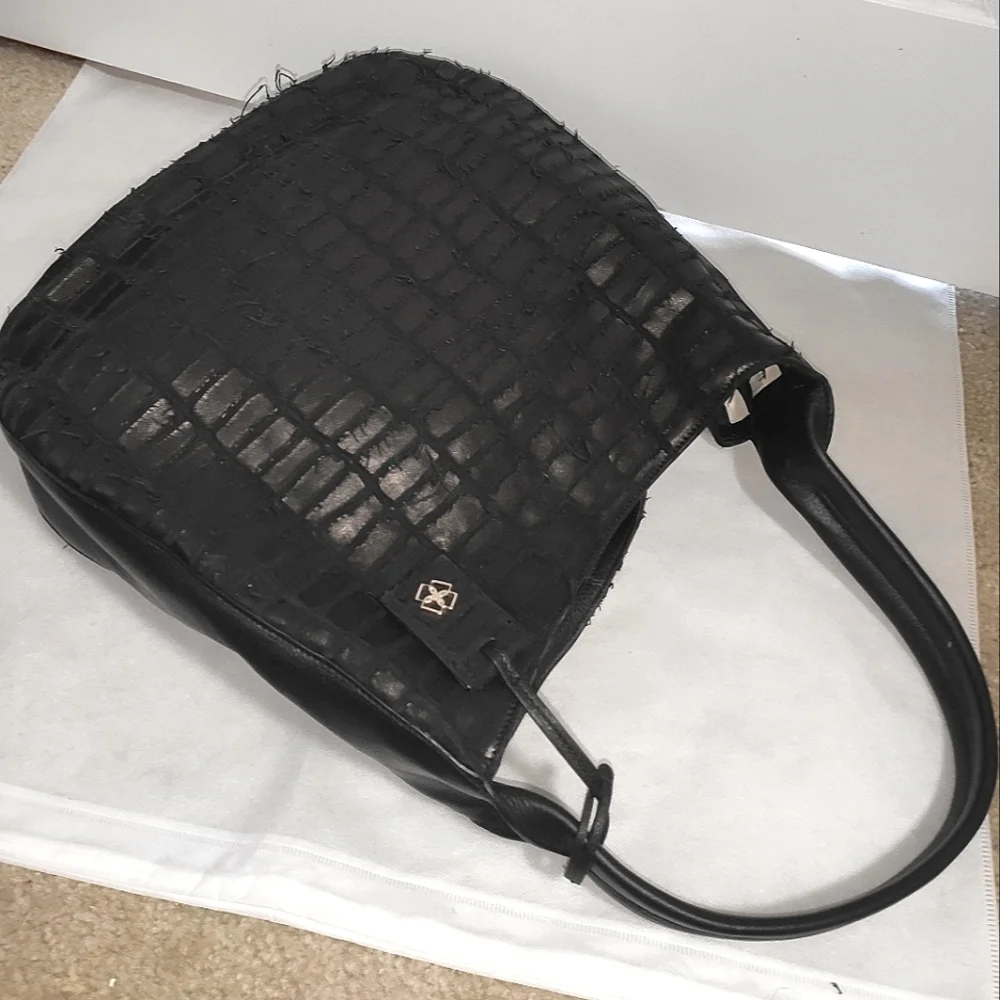 DESMO Large Croc Effect Leather Carrie Hobo